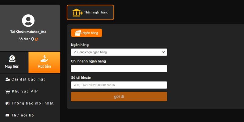 Rút tiền 77Bet Rút tiền thông qua tài khoản ngân hàng 77bet